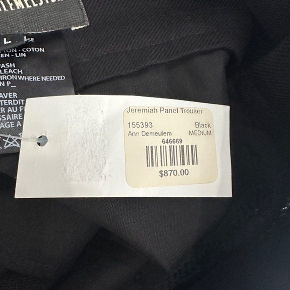 NWT $870 Ann Demeulemeester Men’s Black Jeremiah Panel Trouser Size Large - Picture 7 of 9